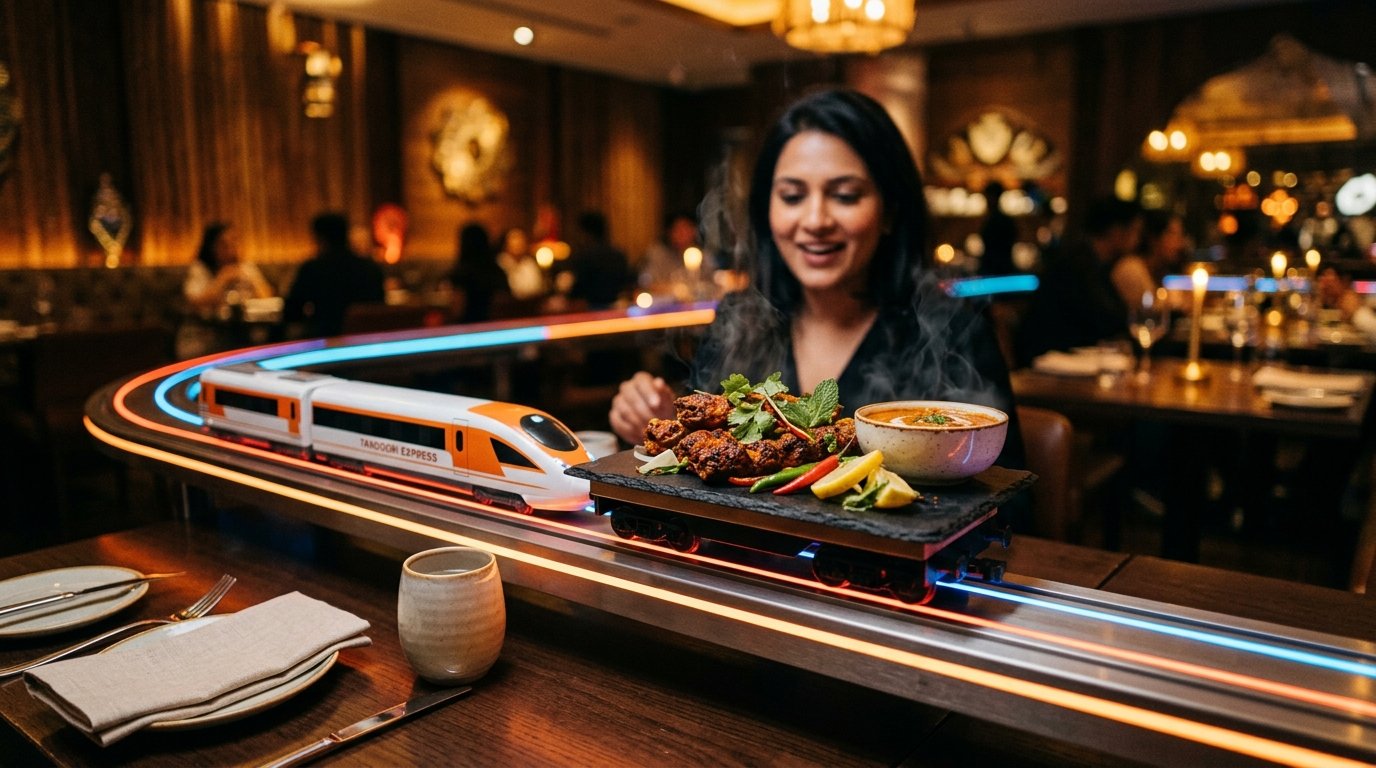 Miniature Bullet Train Delivering Food at LocoFeast